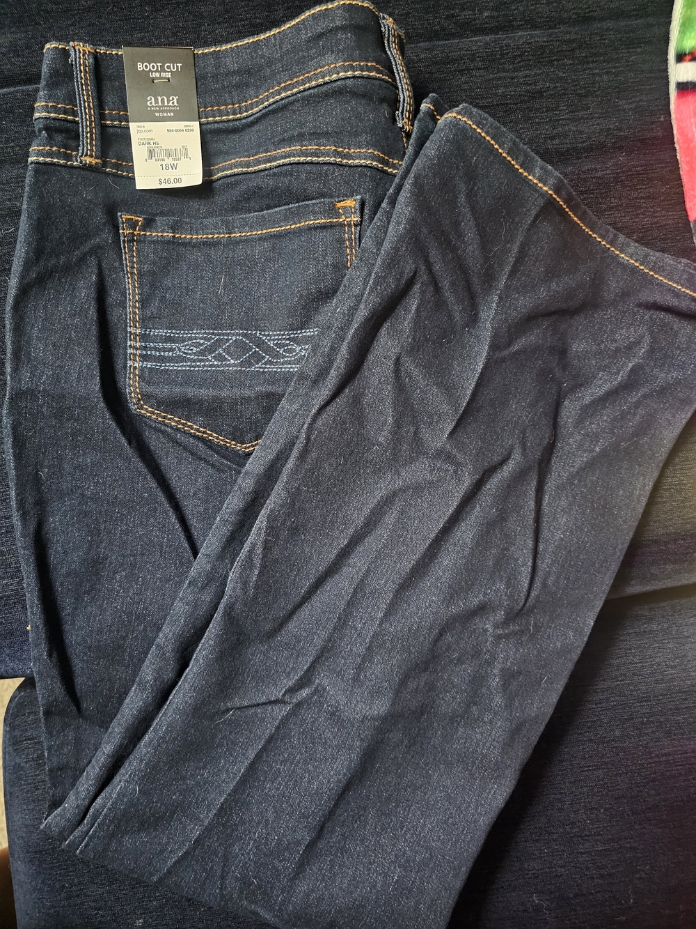 a.n.a Dark Blue Women's Boot Cut Jeans with Contrast Stitching